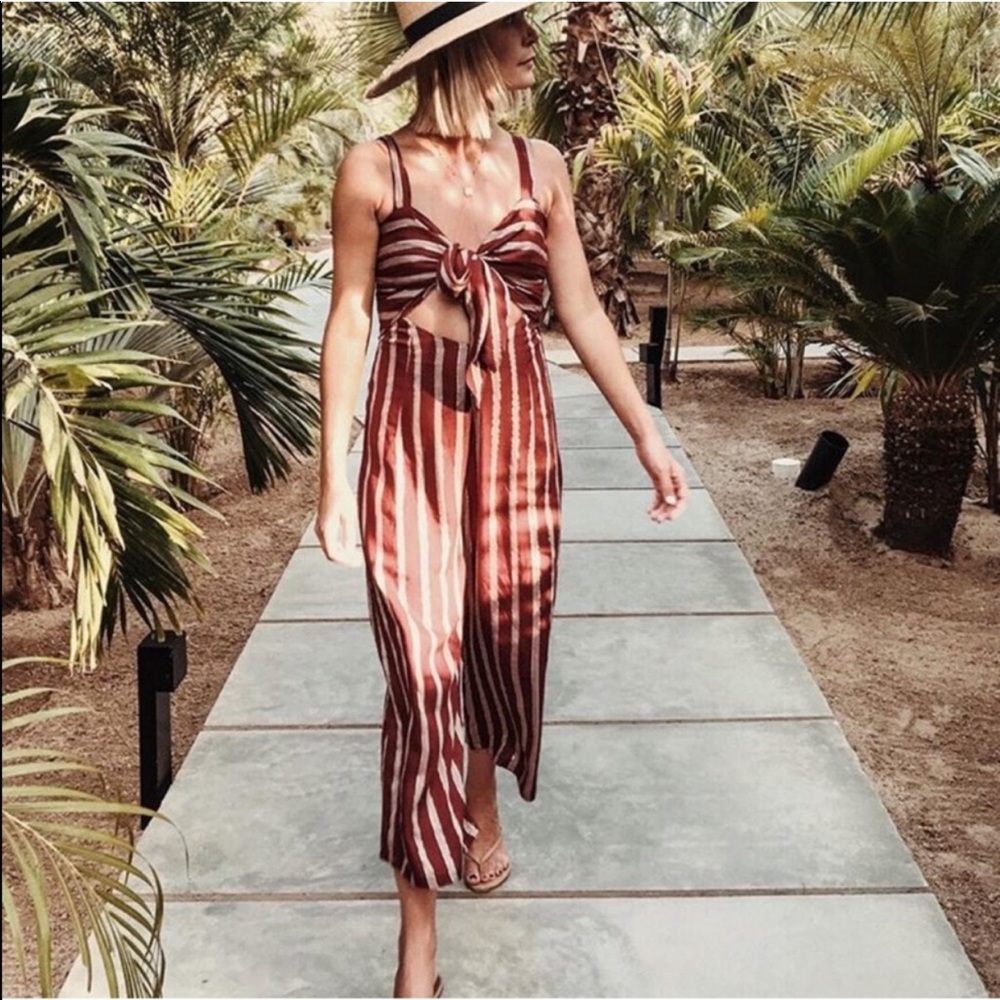 Beach Riot Striped Jumpsuit in Red and White